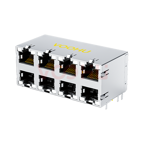 WH59B3488L121101 2*4 90&deg; 开口上/下 LED（双侧绿黄灯）RJ45连接器
