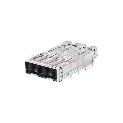 WH292R029DBS02 1x2 10G 带导光柱 镀金30U" 压接式 SFP+ 连接器