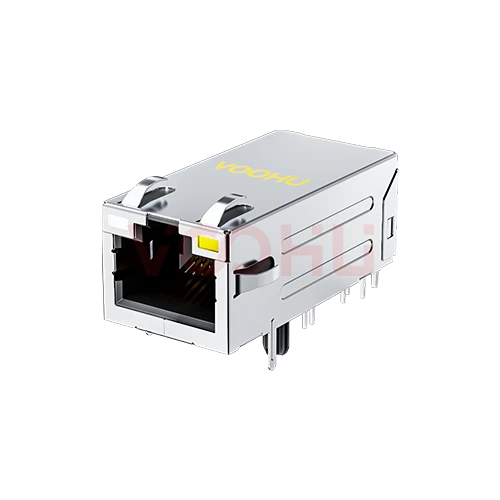 SYT411Q394DF5A2DPB1057 90&deg; 侧面插入 1*1 开口朝上 POE720mA GO/Y 10G DIP RJ45