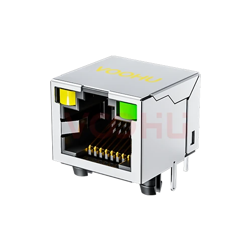 SYT561188AB1A1DY128  90&deg; 侧面插入 1*1 开口朝上 LED Y/G  56带屏蔽带灯  RJ45