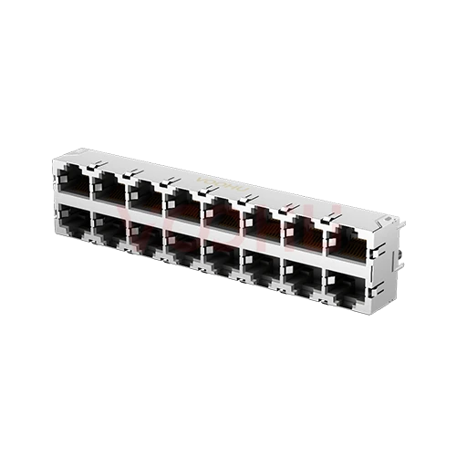 WHRJ31288C002 5921 2X8  8P8C 6U 180度 扁针 尼龙46黑 RJ45