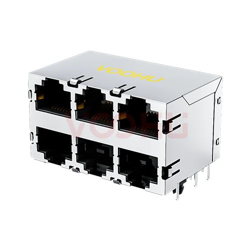 SYT59212388HWA1DY1A062 90&deg; 侧面插入 2*3 开口朝上/下 带屏蔽 DIP RJ45