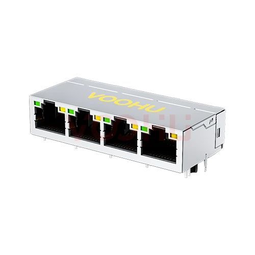 SYT314B002CD2A2D057 90&deg; 侧面插入 1*4 开口朝上 G/Y 10/100M DIP RJ45
