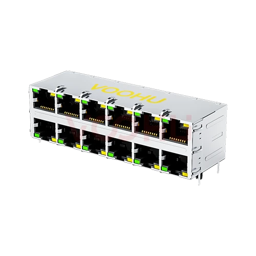 SYT26Q042DB2A4D068 90&deg; 侧面插入 2*6 开口朝上/下 G/Y 100/1000M DIP RJ45