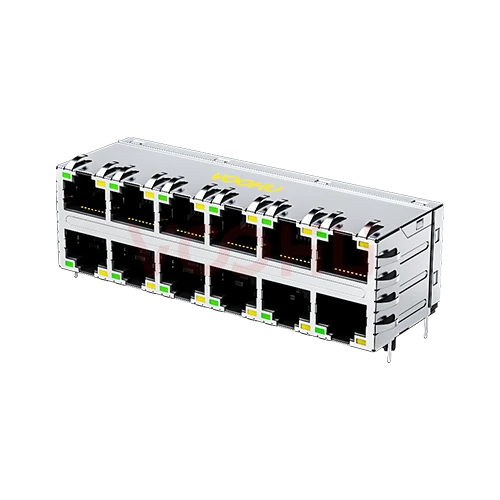 SYT26B083DB2A2D057 90&deg; 侧面插入 2*6 开口朝上/下 G/Y 10/100M DIP RJ45