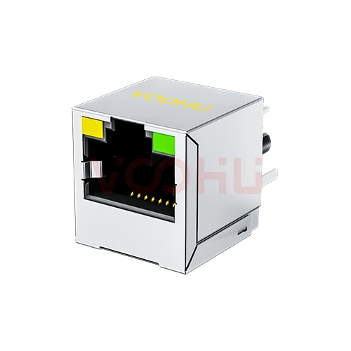 SYT52241188AC1A3DY1027 180&deg;立式  1*1 开口朝上  LED 左黄右绿 DIP RJ45