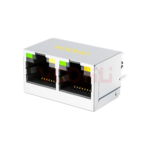 SYT52241288AC2A3DY1027 180&deg;立式 1*2 开口朝上  LED 左绿右黄 DIP  RJ45