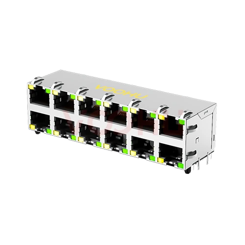 SYT59212688DB1A1DB4C048短体 90&deg; 侧面插入 2*6 开口朝上/下 Y/G DIP RJ45