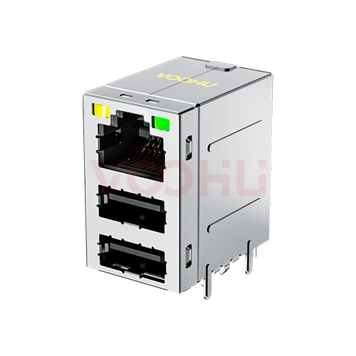 SYTRU222188AB1WDB1162 90&deg; 侧面插入  1*1 开口朝上 Y/G DIP RJ45+USB