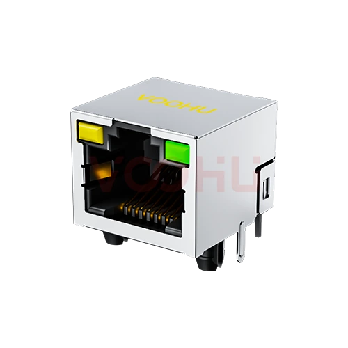 SYT561188AB1A3DY1027 90&deg; 侧面插入  1*1 开口朝上 LED Y/G  带屏蔽 DIP RJ45