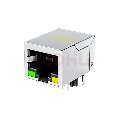 SYT111B035BA2A1D 90&deg; 侧面插入  1*1 开口朝下 LED G/Y 带屏蔽 DIP RJ45