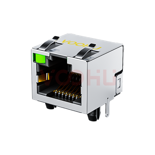 WH56A3188C041101 90&deg; 1*1 开口朝上 LED （G/-）DIP RJ45网络接口
