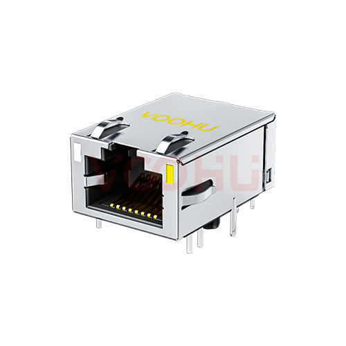SYT811B198FN4A10DQB 90&deg; 1*1	DIP 100BASE LED（GO/Y）低高度RJ45网络接口