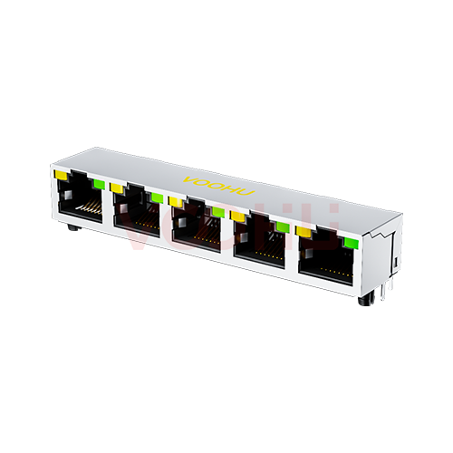 SYT561588AB1A1DY1188 1X5 8P8C 带灯带屏蔽 RJ45连接器