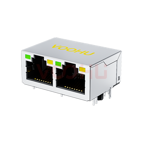 SYT212Q787CD2A1DP 1*2 90&deg; DIP 100/1000BASE POE：600mA LED：G/Y RJ45网络接口
