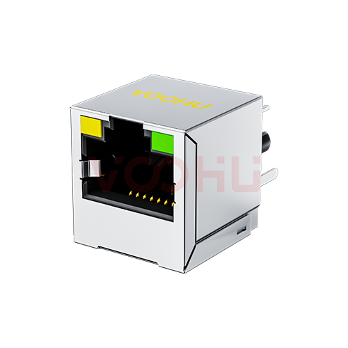 SYT52241188AB1A1DY1188 180&deg;立式  1*1 开口朝上 带屏蔽 带灯左黄右绿 DIP RJ45