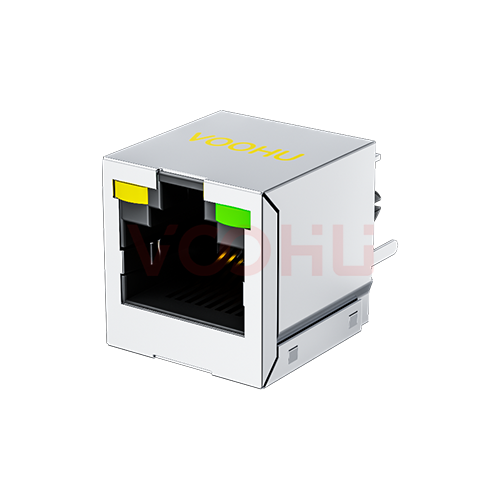 SYT52241188AB1A1DB4 180&deg;立式  1*1 开口朝上 8P8C带屏蔽 带灯左黄右绿 DIP RJ45