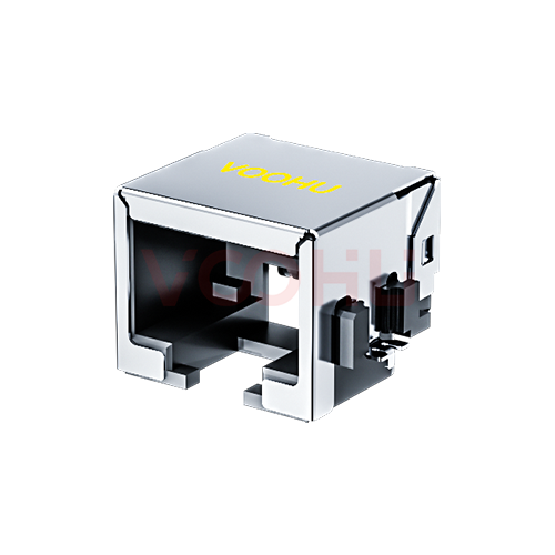 SYT-82A86MMNL 90&deg; 侧面插入 1*1 开口朝下 无LED 带屏蔽  沉板RJ45连接器