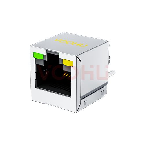 SYT52241188AC2A1DB4 180&deg;立式  1*1 开口朝上  LED 左绿右黄 DIP RJ45