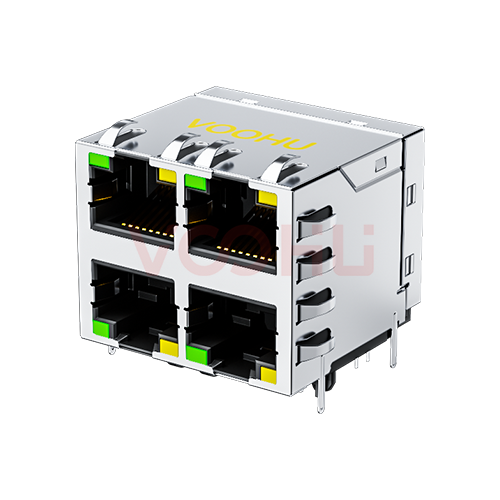SYT22Q146DB2A2DB057 90&deg; 侧面插入 2*2 开口朝上/下 100/1000M  有LED G/Y DIP RJ45