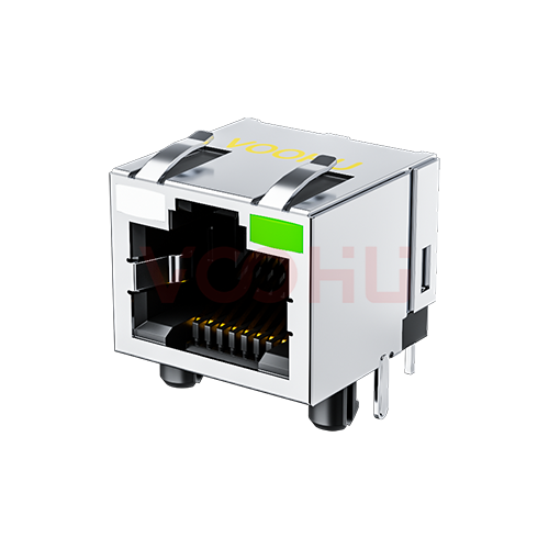 SYT561188DF3A1DB4DB 90&deg; 侧面插入 1*1 开口朝上 通 56带灯带翅带屏蔽 DIP RJ45