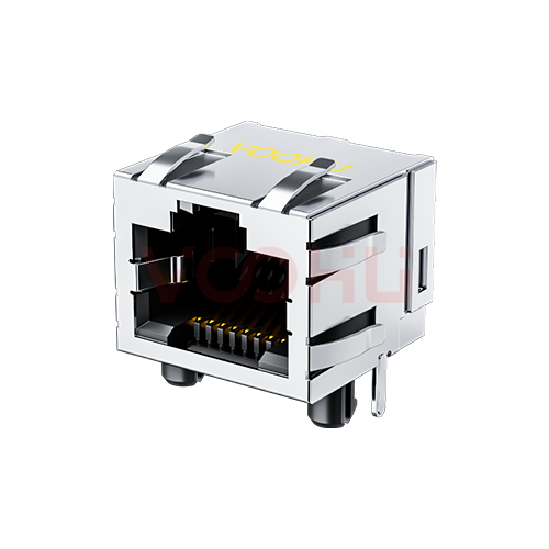 SYT561188HWA1DB4 90&deg; 侧面插入 1*1 开口朝上 RJ45直通 56无灯带屏蔽