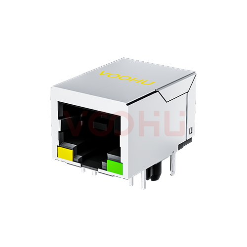 SYT59211118AA1A1DY1188 90&deg; 侧面插入 1*1 开口朝下  带屏蔽 DIP RJ45