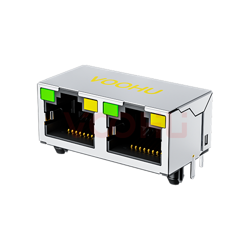 SYT561288AB2A3DY1027 90&deg; 侧面插入 1*2 开口朝上  LED G/Y 带屏蔽 DIP  RJ45