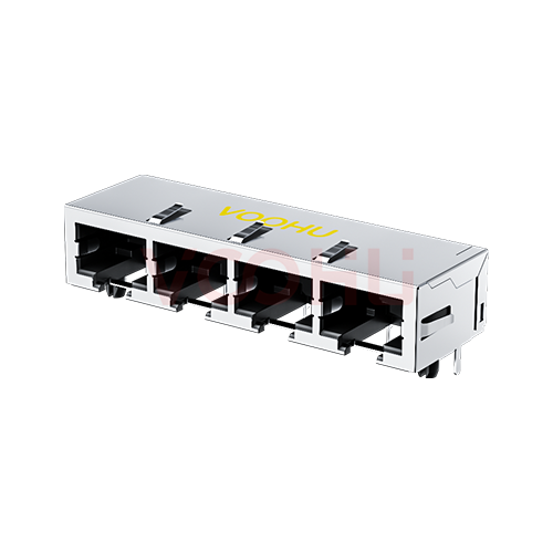 SYT56221488HWA1DY1187  开口朝下  1X4 带屏蔽带弹片  RJ45