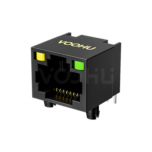 SYT561188JB1A1DY128  90&deg; 侧面插入 1*1 开口朝上 56带灯全塑 左黄右绿 DIP RJ45