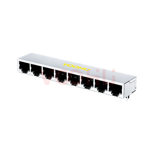 SYT59211818GWA1D7Y1030  90&deg; 侧面插入 1*8 开口朝下 无LED 带屏蔽 DIP RJ45