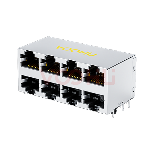 SYT59212488GWA1DY1E127短体  90&deg; 侧面插入 2*4 开口朝上/下 8P8C 无灯无弹 DIP RJ45