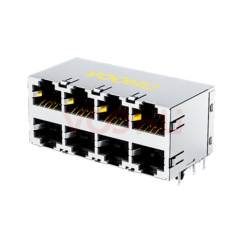 SYT59212488HWA1DY1A127短体  90&deg; 侧面插入 2*4 开口朝上/下 无灯带弹 DIP RJ45