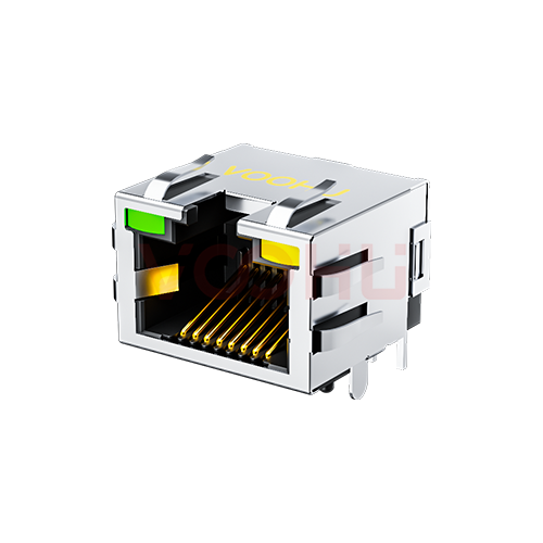 SYT60S1188DB2A6DY1008  90&deg; 侧面插入 1*1 开口朝上 LED G/Y 带屏蔽 DIP RJ45