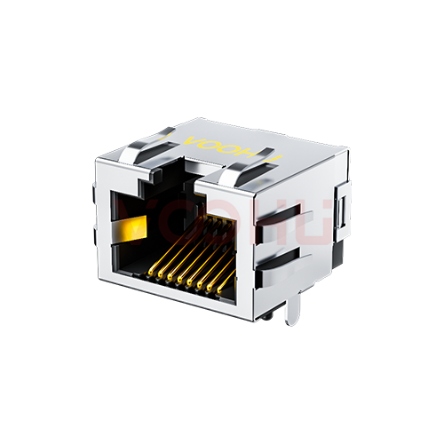 SYT60S1188HWA6DY1008(弯脚)  90&deg; 侧面插入 1*1 开口朝上 8P8C 无灯带弹 RJ45（低高度）