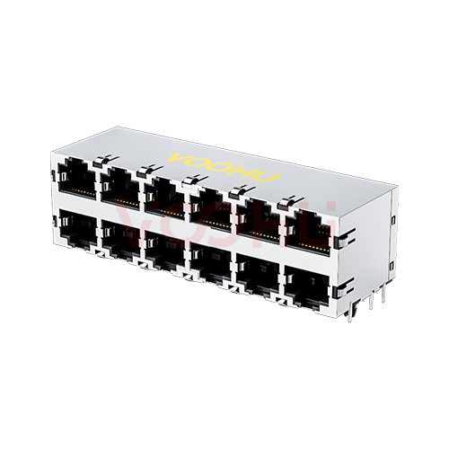 SYT59212688HWA1DY1A022短体 90&deg; 侧面插入 2*6  RJ45 5921  8P8C 开口朝上/下  带屏蔽 DIP