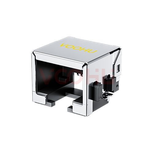 SYTCB861188GWA6SB1075  90&deg; 侧面插入 1*1 开口朝下 沉板 8.60 SMT 沉板RJ45连接器