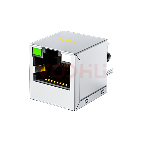 SYT511Q138AE5A8D 180&deg;立式 1*1 开口朝上 100/1000M  LED G/GO DIP RJ45