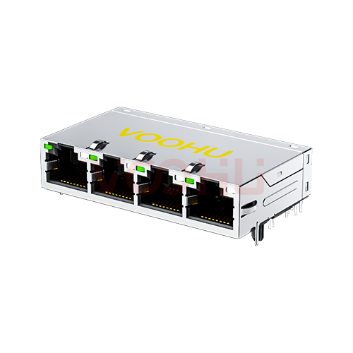 SYT414Q199DH7A2DP057 RJ45	90&deg;	1*4	1000BASE POE：600mA RJ45网络接口