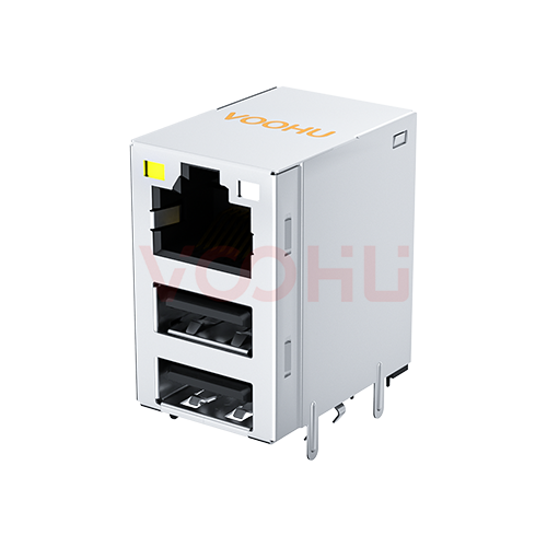 SYT711U3Q009AE8WDBN359  90&deg; 侧面插入 1*1 LED Y/OG DIP RJ45+双USB3.0 1000BASE