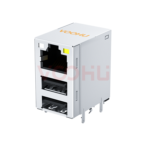 SYT711U3Q692AF5WDB2057  90&deg; 侧面插入 1*1 LED GO/Y DIP RJ45+2USB3.0 2.5G