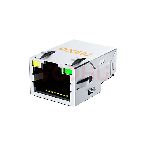 SYT211B227DC1A7CBS057  90&deg; 侧面插入 1*1 开口朝上 Y/G 10/100M 贴片 沉板RJ45连接器