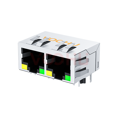 SYT112B002DB1A1D3  90&deg; 侧面插入 1*2 开口朝下 10/100M LED Y/G DIP 带弹片 RJ45