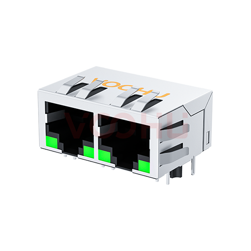 SYT112B002DB3A1D  90&deg; 侧面插入 1*2 开口朝下 10/100M LED G/G DIP 带弹片 RJ45