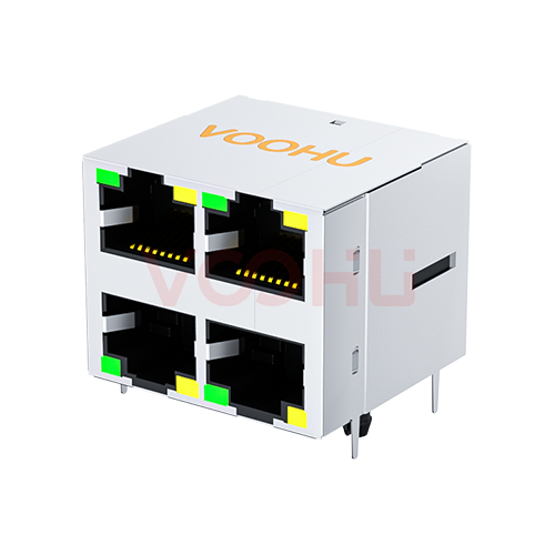 SYT22B083DB2A4D068 90&deg; 侧面插入  2*2 开口朝上/下 10/100M LED G/Y DIP  RJ45