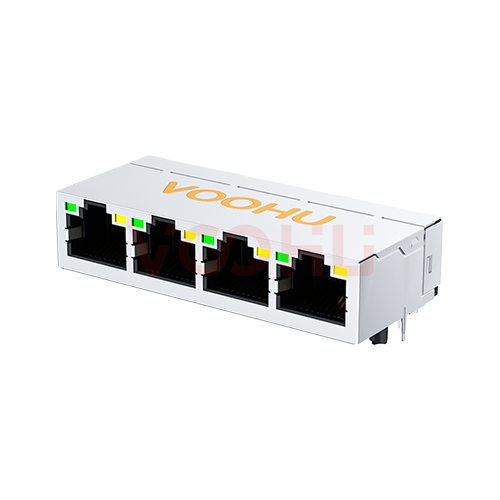 SYT314B289AB2A2D057 90&deg; 侧面插入 1*4 开口朝上 10/100M G/Y  DIP RJ45