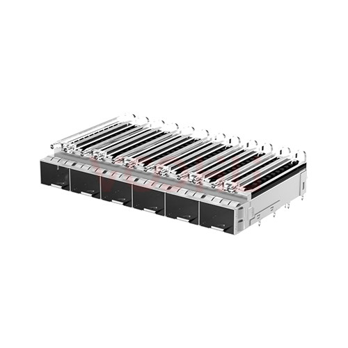 WH296T219D8S32 1 x 6 10G Press Fit	带散热片 镀镍30u''  SFP+Cage