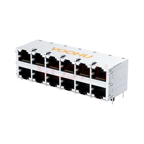 WH59G81016623C12 90&deg; 2*6 1000BASE non-POE LED：GY/GY RJ45网络接口