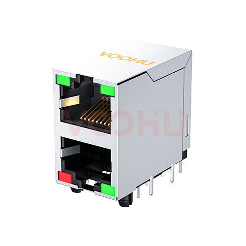 SYT59212188AB3B9A1DY1E172  2*1 90&deg;  LDE（上双绿灯 下左红右绿）RJ45网络接口