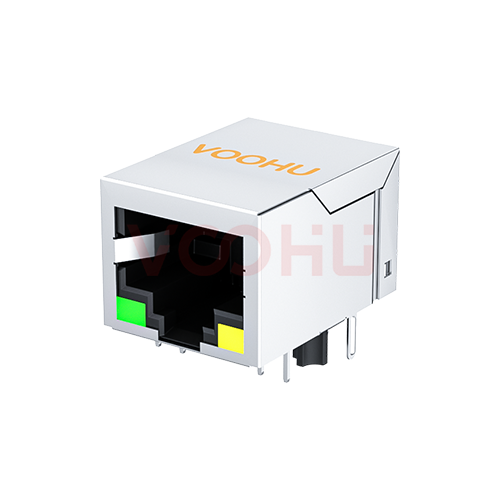 SYT111Q066BA2A1D  90&deg; 侧面插入 1*1 开口朝下 100/1000M G/Y DIP RJ45